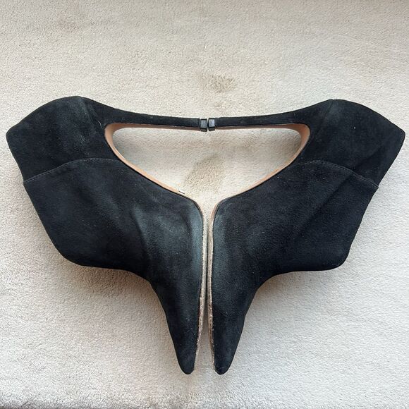 Schutz Black Suede Wrap Stiletto Heel Pump Booties Women 6.5 B Chic Sexy Minimal - Picture 5 of 14